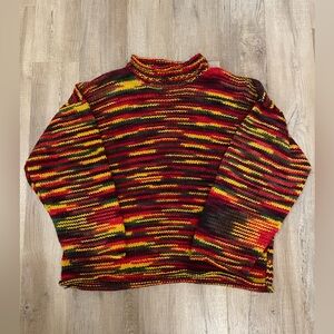 Vintage Artesania Static Rainbow Striped Knit Sweater, Size XL